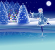 Illustration: Girl is riding on skating rink Girl is riding on skating rink