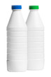 two bottle of milk with a blue and green cap isolated on white b