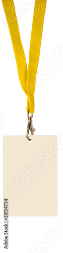 Photo: name tag on a yellow cord name tag on a yellow cord