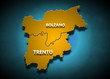 Illustration: Trentino Alto Adige - Province su fondo blu Trentino Alto Adige - Province su fondo blu