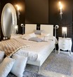 Photo: bedroom modern silver oval mirror white bed bedroom modern silver oval mirror white bed