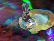 Water drop on a multi-coloured background