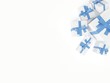 White gift boxes viewed from top with copyspace
