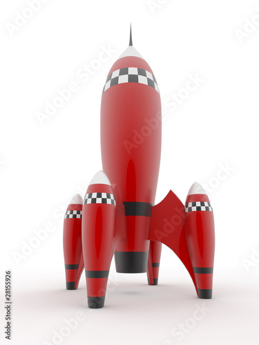 Illustration: Model of rocket on white isolated background Model of rocket on white isolated background