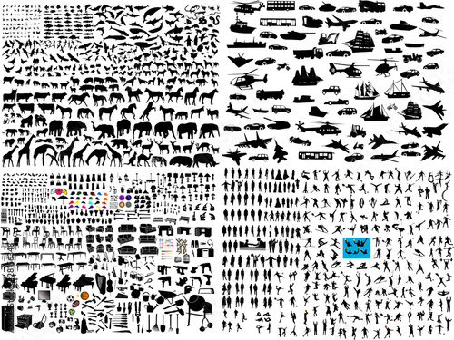 Vector: hundreds mix silhouette - vector hundreds mix silhouette - vector