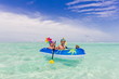 Children in rubber raft
