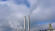 The smoke from the chimneys power plant