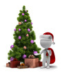 3d small people - Santa and a Christmas tree