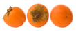 group of three persimmon fruits isolated on white background
