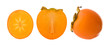 group of persimmon fruits isolated on white background