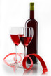 bottle with red wine and glass a decorative tape bottle with red wine and glass a decorative tape