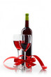 bottle with red wine and glass a decorative tape bottle with red wine and glass a decorative tape