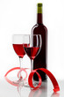 bottle with red wine and glass a decorative tape bottle with red wine and glass a decorative tape