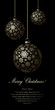 Merry Christmas card with golden balls and space for text.