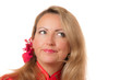 Closeup of blond thoughtful woman