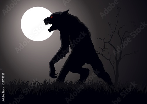 Vector: Stock vector of a werewolf lurking in the night Stock vector of a werewolf lurking in the night