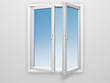 open window on gray wall