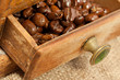 Coffee beans in the coffee grinder Coffee beans in the coffee grinder