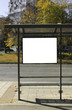 Black banner on a bus shelter. Black banner on a bus shelter.