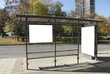 Black banner on a bus shelter. Black banner on a bus shelter.