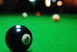 Eight ball on pool table