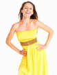 Sensual woman smiling with hands on hips