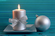 Christmas candle and silver ball Christmas candle and silver ball