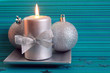 Christmas candle and tow silver balls Christmas candle and tow silver balls