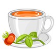 Cup of tea with a dogrose