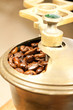 Coffee beans in the coffee grinder Coffee beans in the coffee grinder
