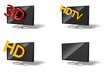 3D modern TV on white background collection