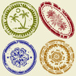Grunge postcard stamp set(vector, CMYK)