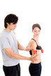 Asian Man Caucasian Woman Talking Working Out Gear White Backgro