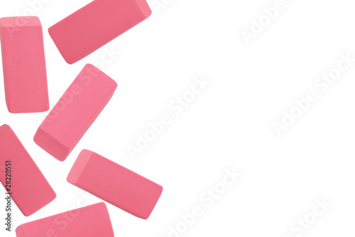 Photo: Pink Erasers On White Background Pink Erasers On White Background