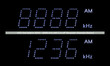 AM Radio Display Macro In Blue, VFD Dot Matrix Closeup