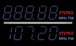 FM Radio Display Macro In Blue, VFD Dot Matrix Closeup