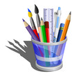 Pencil holder with acessories.