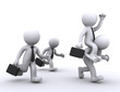 The employer rides on employee. competition concept The employer rides on employee. competition concept