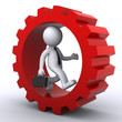 3d businessmen inside gear. Business concept