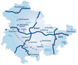 Thüringen Übersicht  mit Autobahnen und Kreisstädten