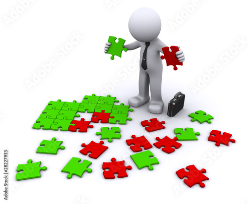 Illustration: choosing the rigth piece. decision concept choosing the rigth piece. decision concept