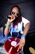 cool afro american DJ in action