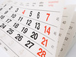 Closeup a calendar page