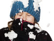 Foto: Winter girl with snow thrown at Winter girl with snow thrown at