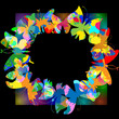Frame vector grunge butterfly on black background