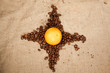 Coffee beans star and tangerine Coffee beans star and tangerine