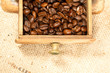 Coffee beans in the coffee grinder Coffee beans in the coffee grinder