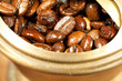 Coffee beans in the coffee grinder Coffee beans in the coffee grinder