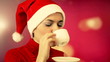 Christmas woman with cup of tea