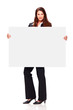 beautiful young girl holding white board